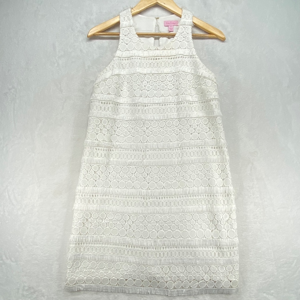 Lilly Pulitzer White‎ Lace Dress Sleeveless Party Cocktail Mini Size 2 - flaw